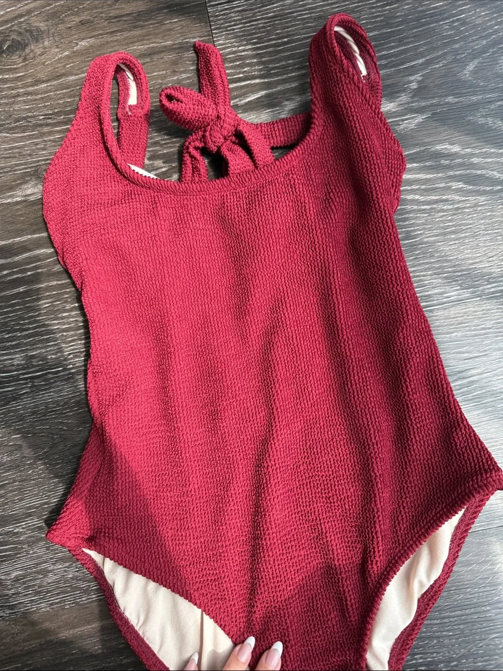 Kona Sol Ribbed One-Piece Swimsuit - Burgundy